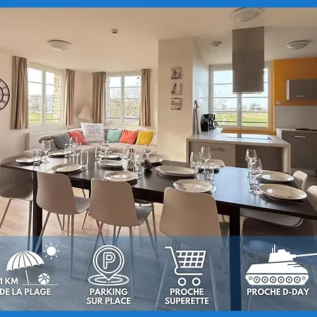 Les Sables D'or Grand Lumineux Bien Equipe 1er Etage Vue Panoramique Sur Campagne Pres Superette, A 600 M Proche Omaha Et Pointe Du Hoc Parking Gratuit, Garage A Disposition Lejlighed Vierville-sur-Mer